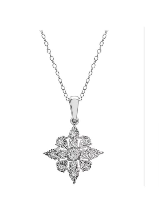 Jewelry - DIAMOND CLUSTER 18" PENDANT NECKLACE (1/10 CT. T.W.) 100% GUARANTEED!